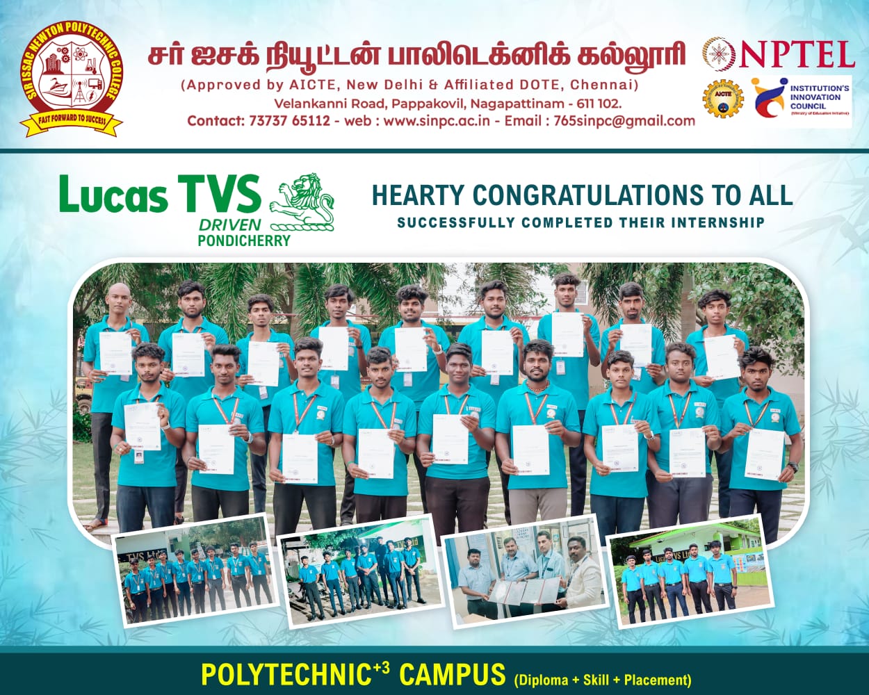 LUCAS TVS,Puducherry Internship